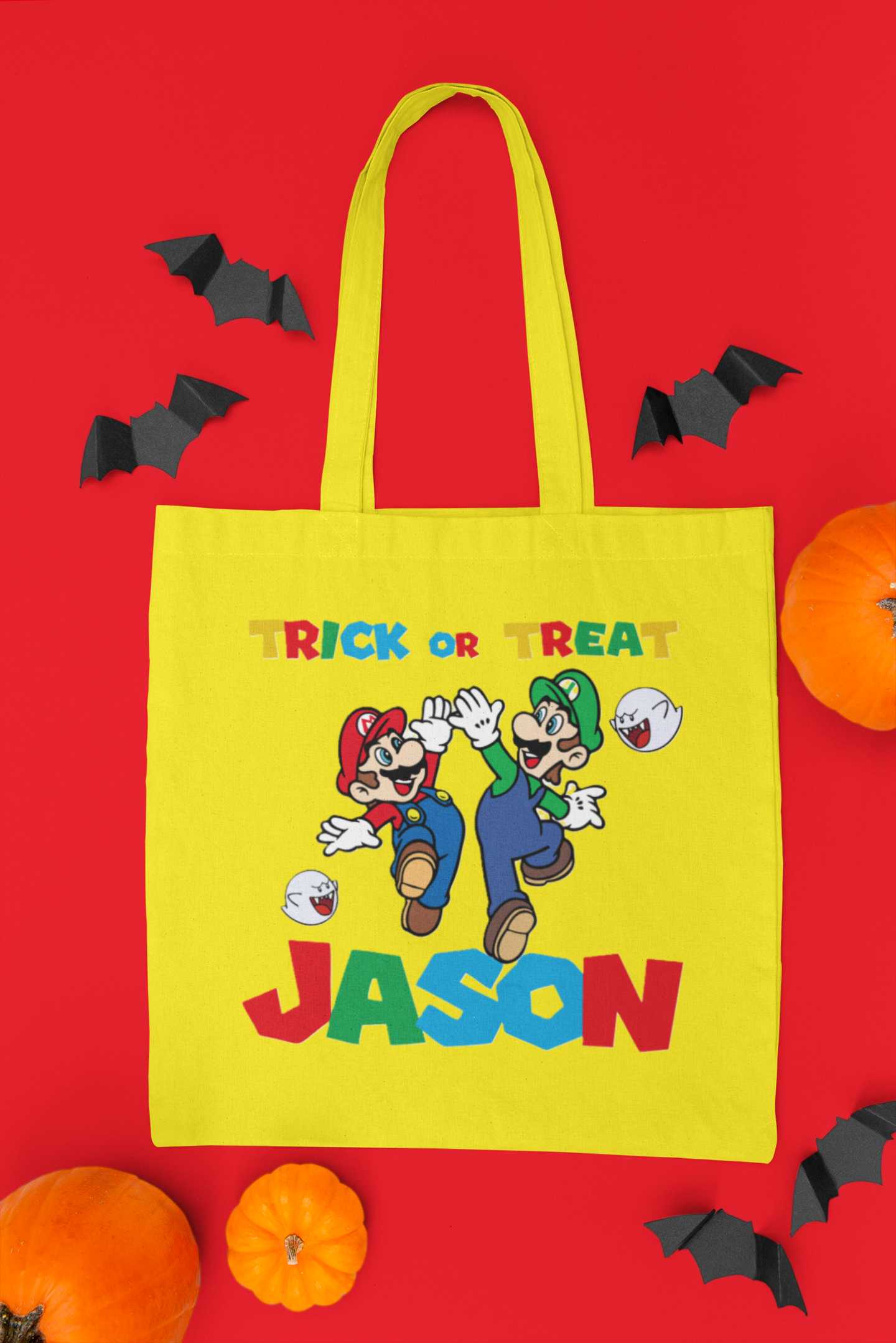 Custom Mario Trick or Treat Bags. FREE SHIPPING!!!