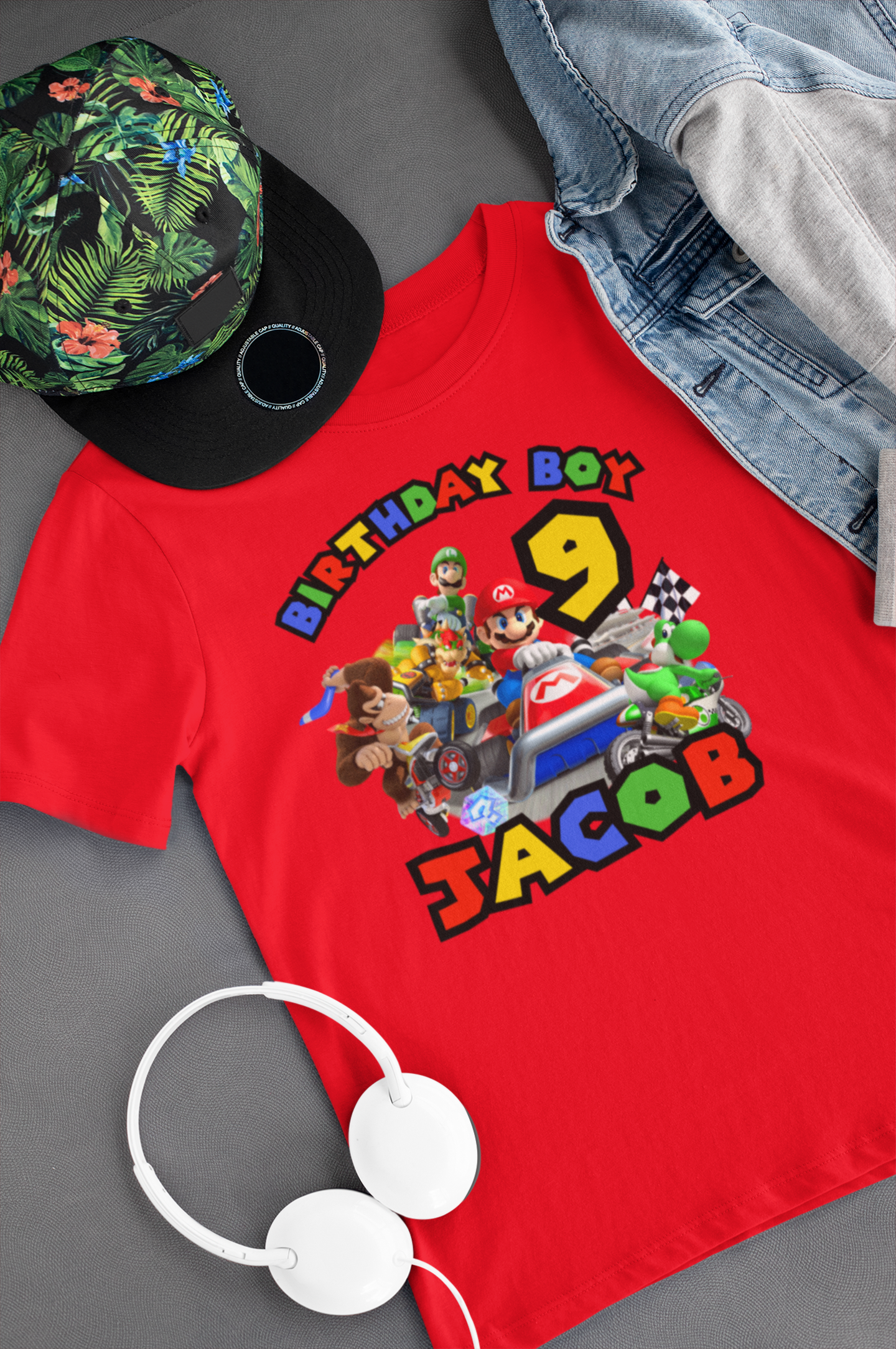 Custom Mario Cart Kids Birthday t-shirt. FREE SHIPPING!!!
