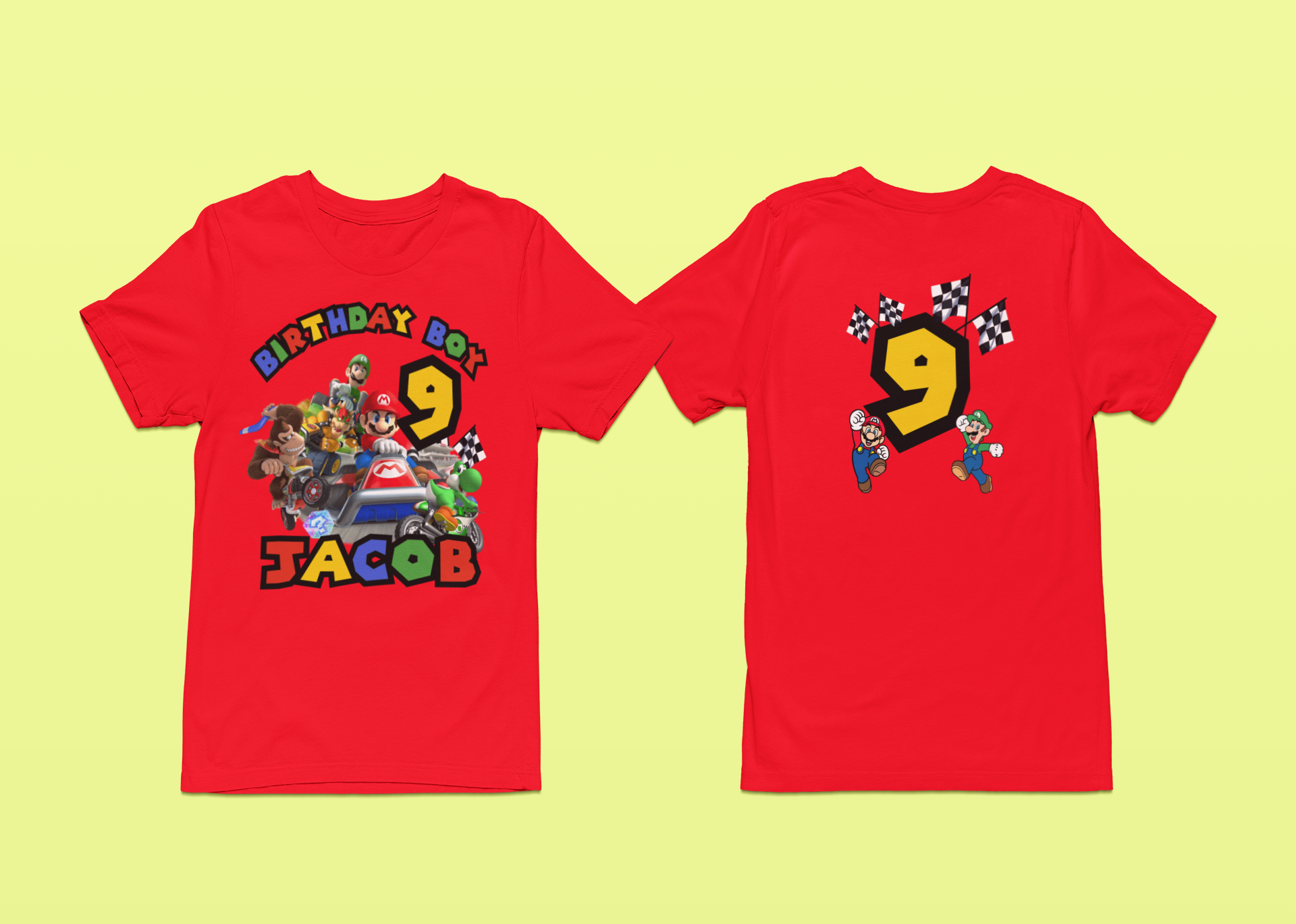 Custom Mario Cart Kids Birthday t-shirt. FREE SHIPPING!!!