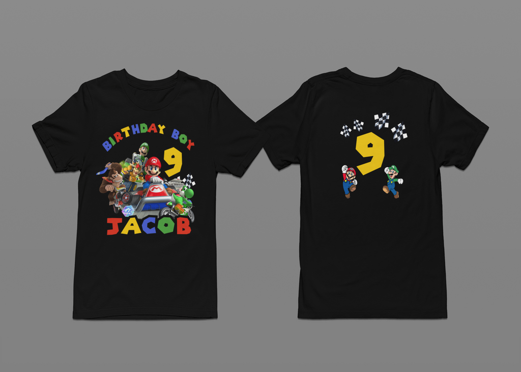 Custom Mario Cart Kids Birthday t-shirt. FREE SHIPPING!!!