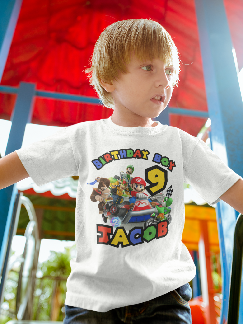 Custom Mario Cart Kids Birthday t-shirt. FREE SHIPPING!!!