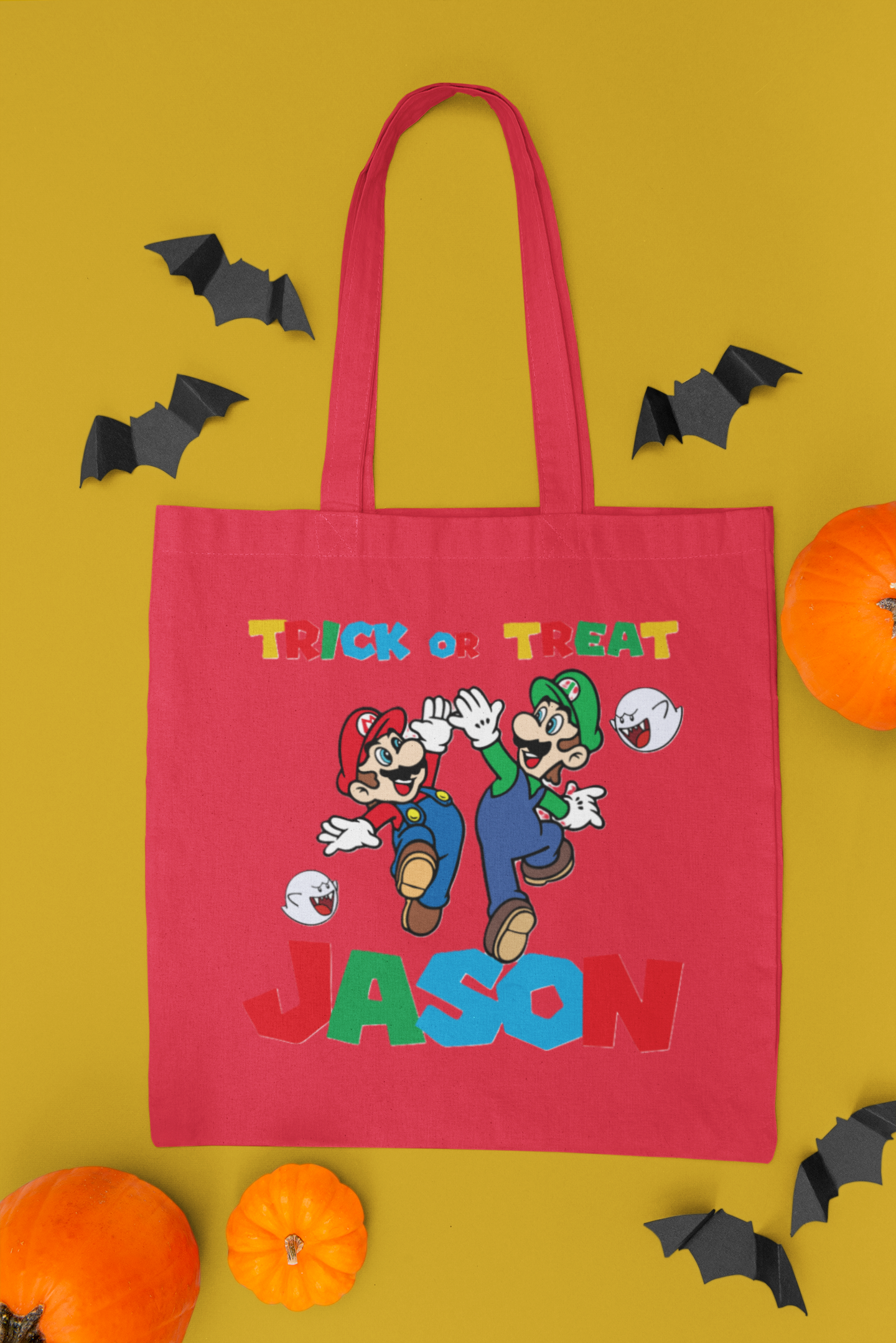 Custom Mario Trick or Treat Bags. FREE SHIPPING!!!
