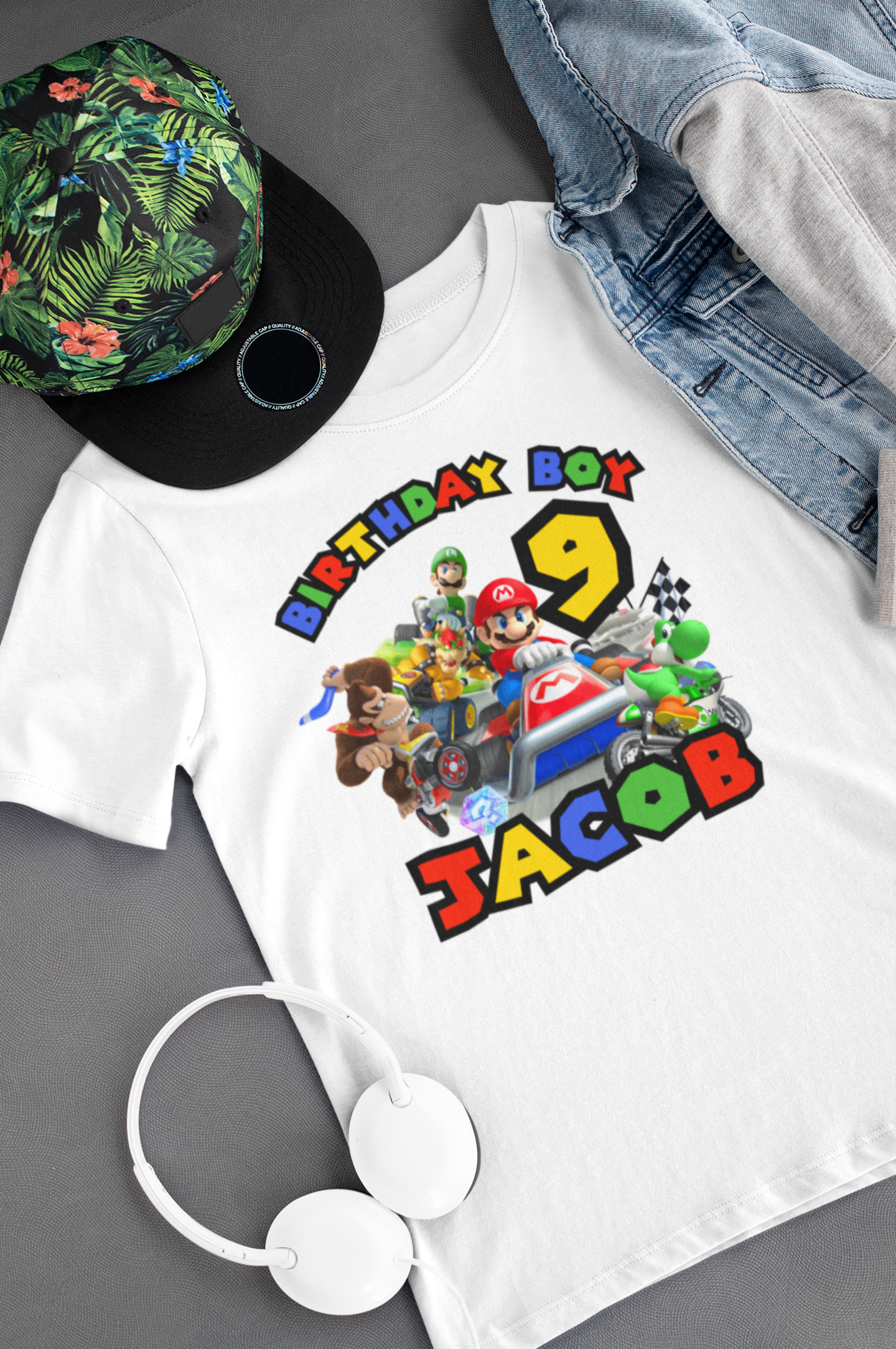 Custom Mario Cart Kids Birthday t-shirt. FREE SHIPPING!!!