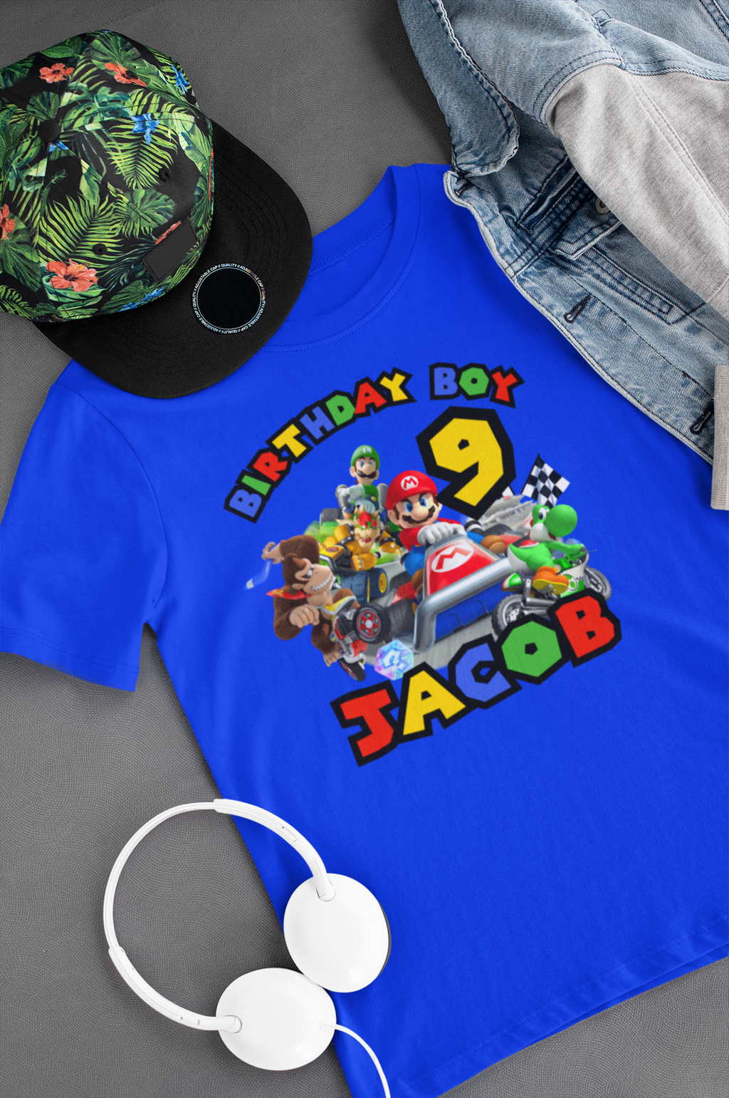 Custom Mario Cart Kids Birthday t-shirt. FREE SHIPPING!!!