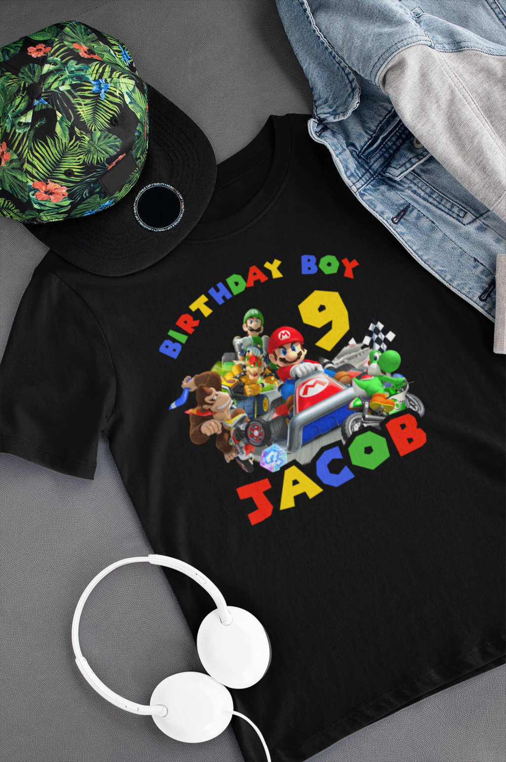 Custom Mario Cart Kids Birthday t-shirt. FREE SHIPPING!!!