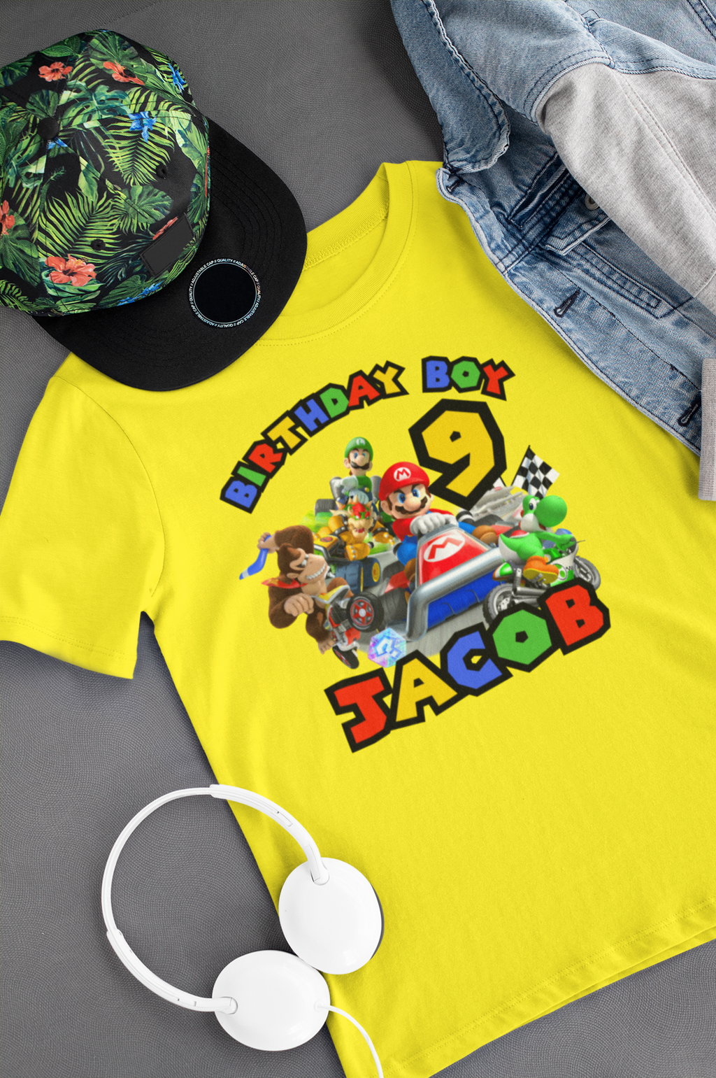 Custom Mario Cart Kids Birthday t-shirt. FREE SHIPPING!!!