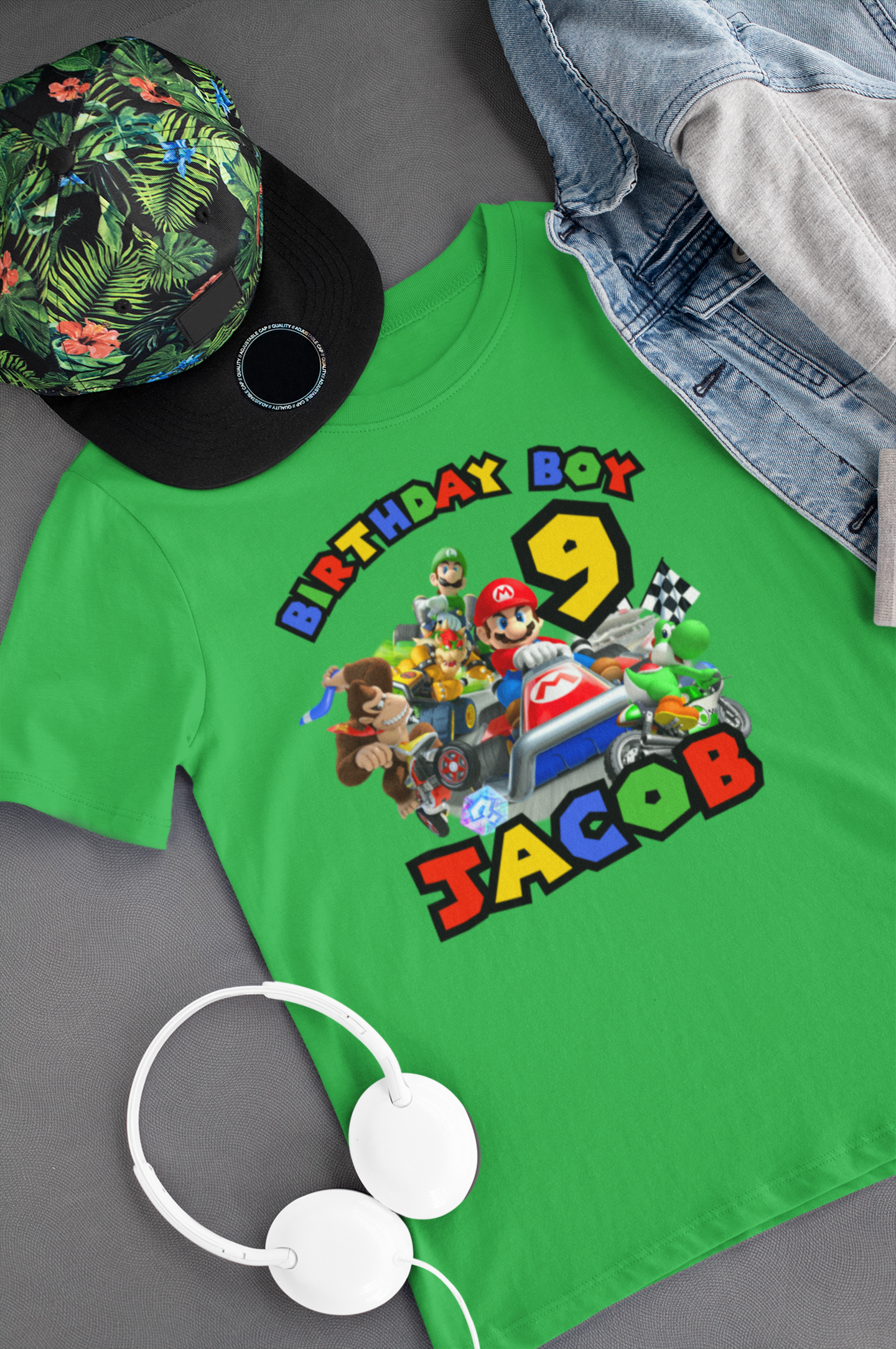 Custom Mario Cart Kids Birthday t-shirt. FREE SHIPPING!!!