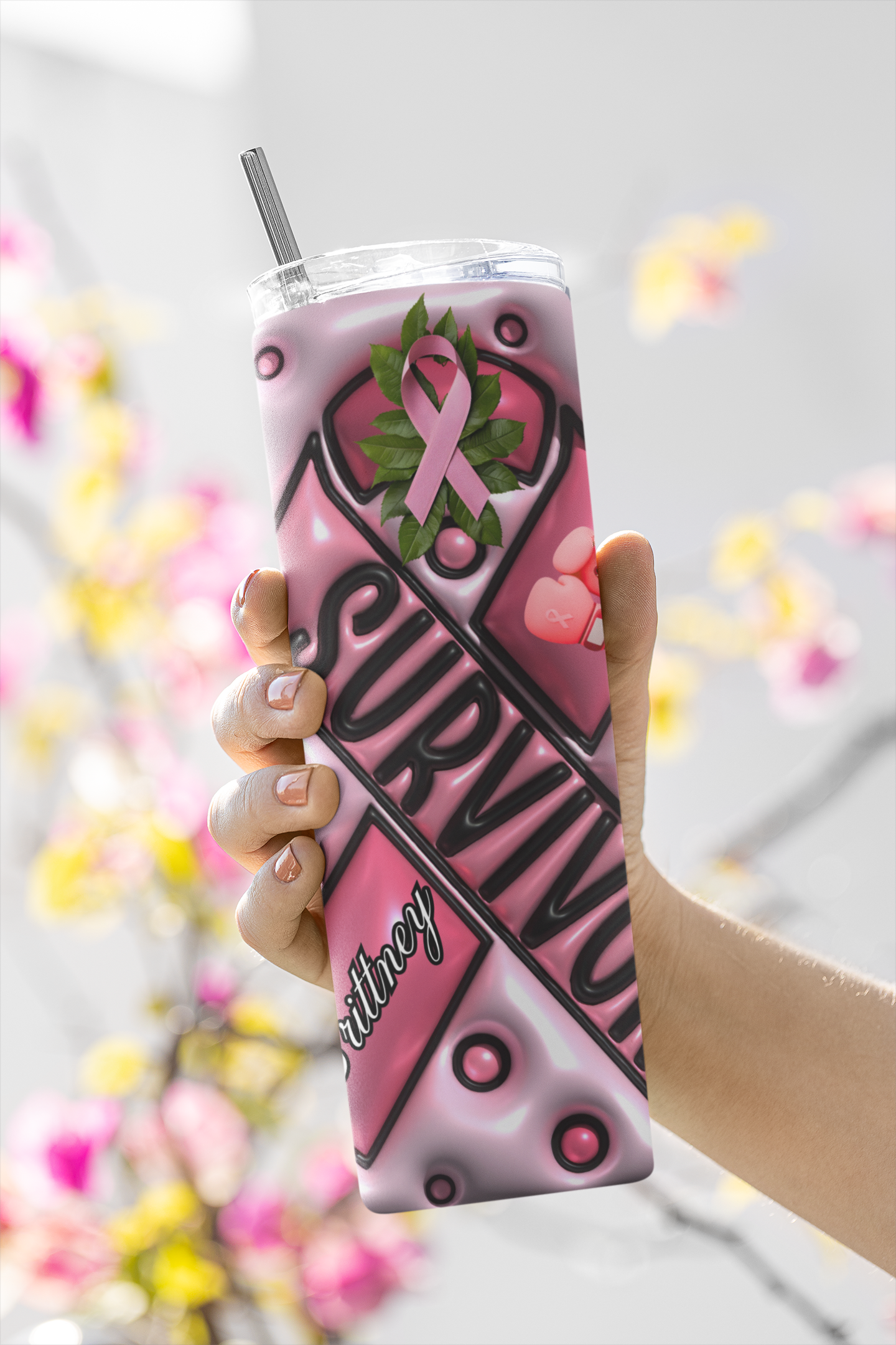 Custom Breast Cancer Survivor Tumbler
